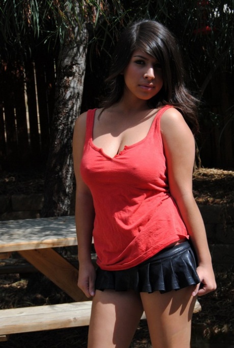 Latina with perfect natural tits Layla Rose getting dirty in public