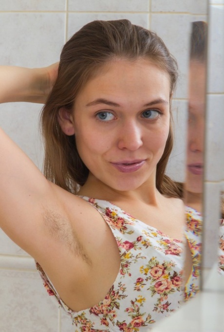 Solo girl Agneta unveils huge saggy boobs and wet beaver in the shower