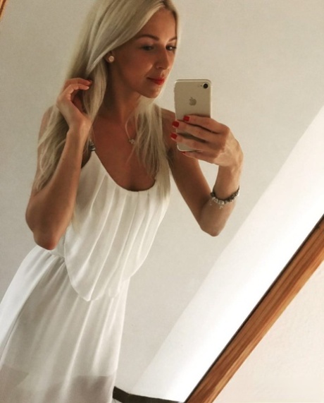 Blonde amateur from Slovenia takes safe for work selfies in a few outfits