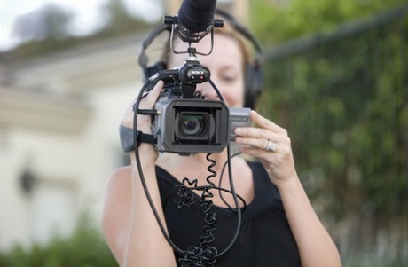 Hugely busty pornstar showing off her massive big tits wherever she goes