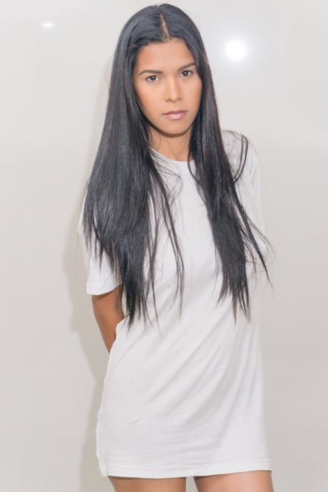 Latina model Kendra Roll rides a suction dildo after getting wet and naked