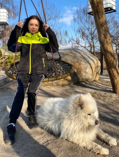 Sweet brunette teen Molly Lo takes a series of non-nude self shots