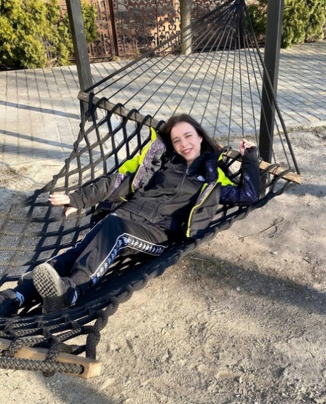 Sweet brunette teen Molly Lo takes a series of non-nude self shots