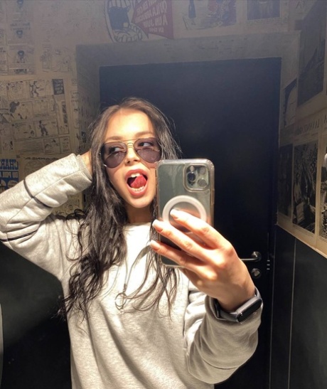 Sweet brunette teen Molly Lo takes a series of non-nude self shots