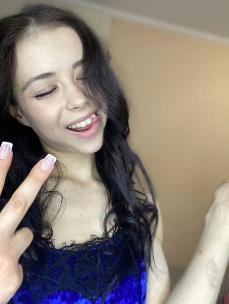 Sweet brunette teen Molly Lo takes a series of non-nude self shots