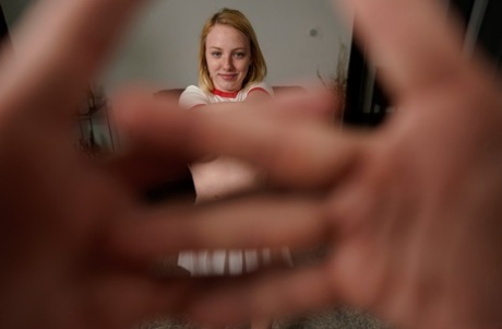 Petite blonde Dixie Lynn strips in front of her stepdad and blows him off