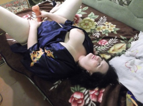 Naughty brunette MILF plays with her horny pussy and fucks her stepson