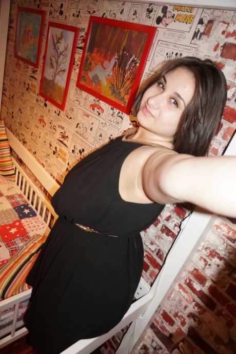 Chubby amateur brunette shows off her monster natural tits and ass