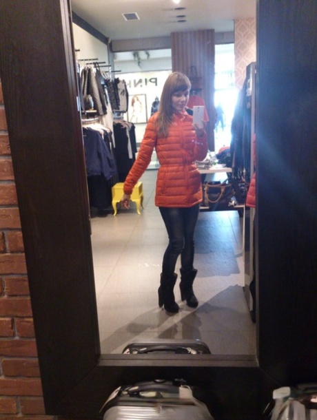 Playful amateur teen posing and stripping in a solo compilation