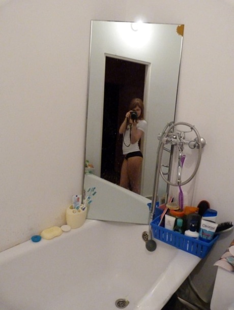 Playful amateur teen posing and stripping in a solo compilation