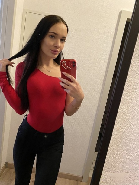 Black haired beauty Sasha Sparrow slowly unveils her tiny tits and tasty cunt