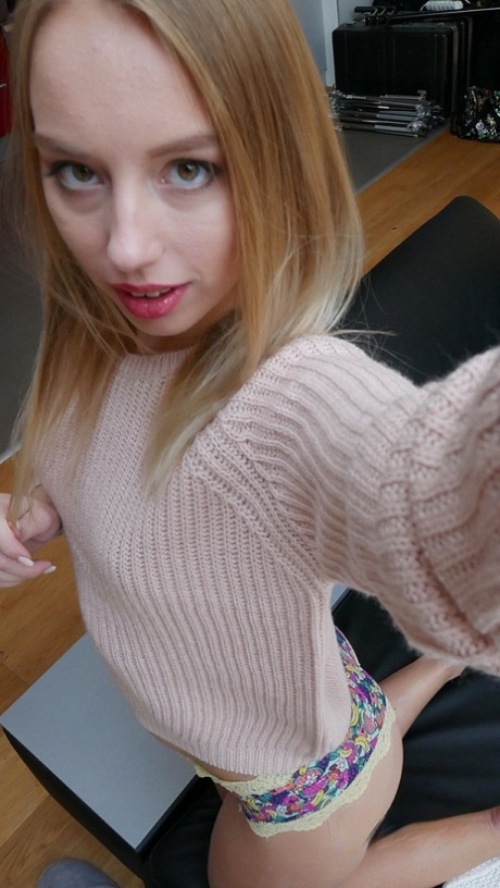 Dirty teen Kira Thorn flashes her titties and displays her amazing round ass