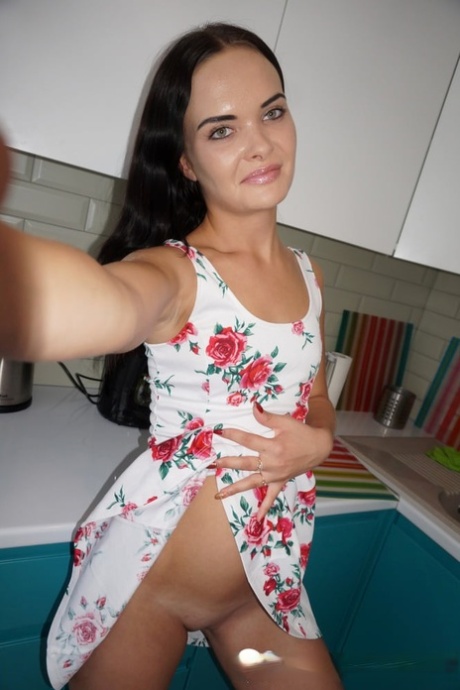 Brunette beauty shows her tiny tits & big booty in her selfie compilation