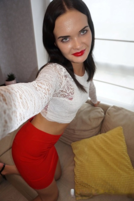 Brunette beauty shows her tiny tits & big booty in her selfie compilation