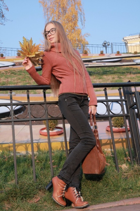 Absolutely gorgeous teen in a garter belt Milena D flaunts her gapped hole