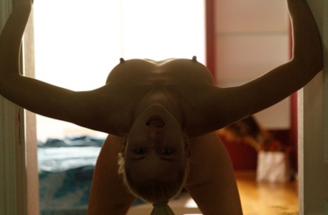 Amateur beauty Nika Nikitina flashes her panties and boobs in public