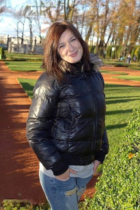 Brunette amateur holds her boobs while sucking cock after fucking