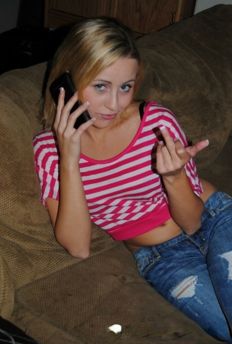 Lovely amateur shows her stunning tits & spreads her shaved cunt up close