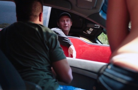 Young blonde Chastity Lynn gives a public blowjob to her man in the car