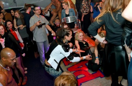 Hot European sluts sucking big cock & getting mouthful at CFNM groupsex party