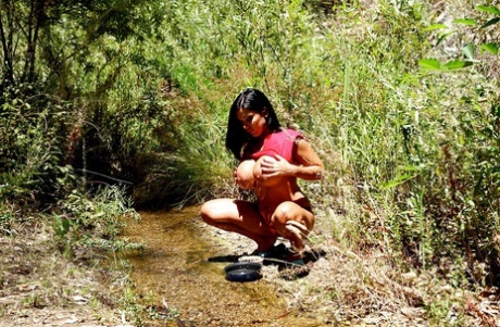 Busty babe Sienna West goes camping and scores fat dick in her cunt