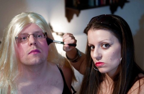 Amateur femdom action with Larissa Gold pegging sissy boy with strapon cock