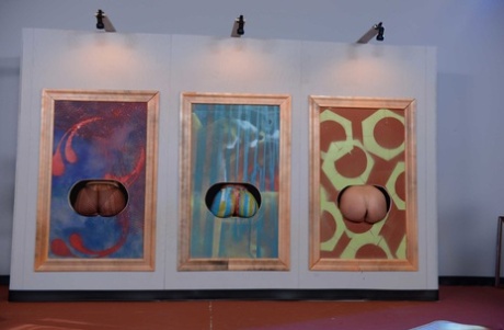 Stunning blonde and brunette MILFs Richelle Ryan and Julie Cash posing naked