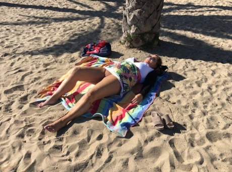 Shameless MILF Nude Chrissy flashes her big knockers and pussy in public