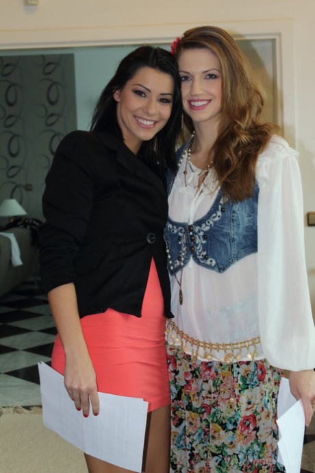 Hot girlfriends undress each other to enjoy a sexy lesbian play time