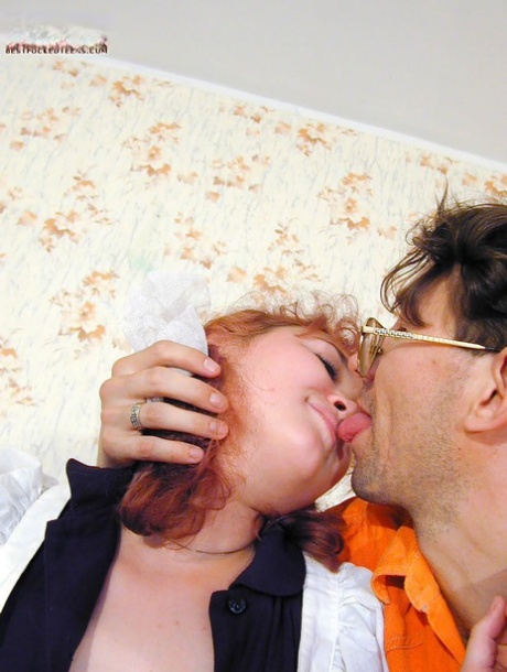 Redhead schoolgirl fucks an older guy that catches her masturbating