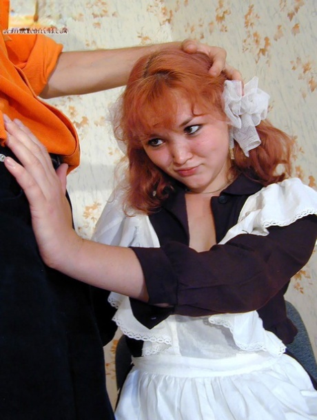 Redhead schoolgirl fucks an older guy that catches her masturbating