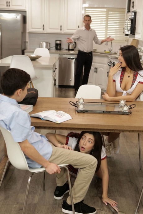 Petite schoolgirls Eliza Ibarra & Jane Wilde blow a dick before sharing it