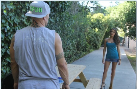 Stunning pornstar Kortney Kane takes a young dick in her mouth and twat