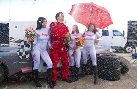 Hot Adrianna and friends eating cum and banging doggystyle in CFNM group sex