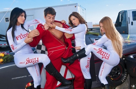 Hot Adrianna and friends eating cum and banging doggystyle in CFNM group sex