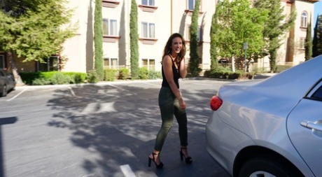 Aroused Layla London sucks off a guy in POV after some sexy teasing