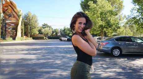 Aroused Layla London sucks off a guy in POV after some sexy teasing