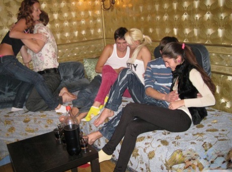 Young girls engage in group sex while attending a pizza party