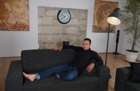 Pretty granny Eleanor French kisses her young lover and gets her pussy licked