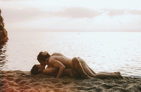 Brunette girl Julia Roca banged doggystyle on the beach by Bel Gris