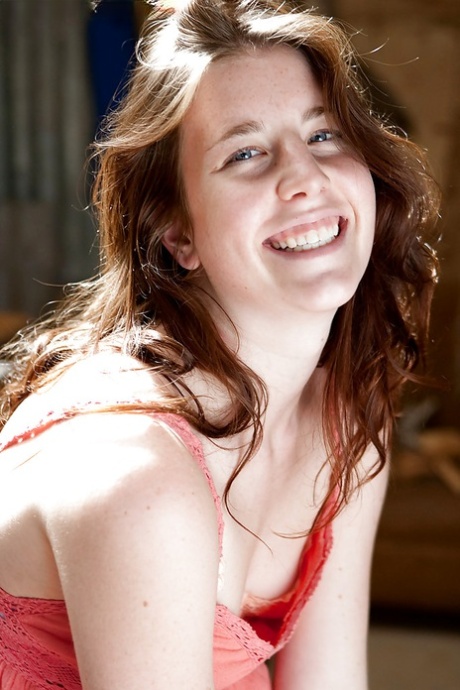 Beautiful teen girl Harper sliding off panties over long legs