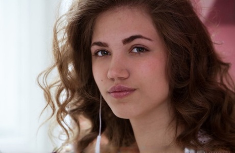 Clothed teen solo girl sliding panties over phat ass for bald cunt exposure