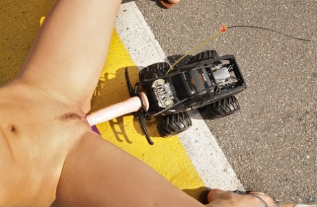 Black and white girls fucked by RC cars with dildos