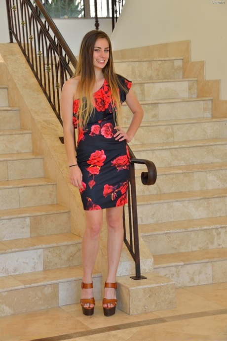 Sexy amateur babe Carmen uses her heel, dildo and cucumber to fuck her holes