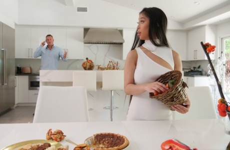 Attractive Asian teen with juicy boobs Jade Kush gets her muff creampied