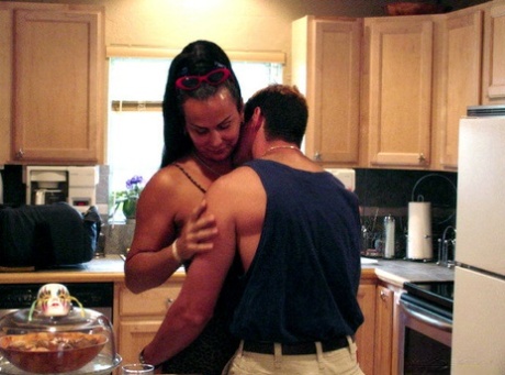 Big tit Latina tranny Ariana sucking dick like a pro and spreading