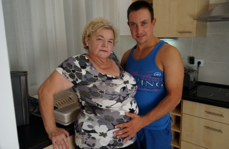 Fat oma has her boobs sucked on bu her toy boy before intercourse