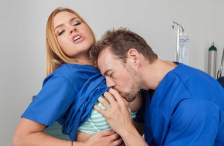 Busty nurse Krissy Lynn gets ass fucked doggystyle by her horny colleague