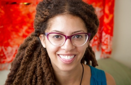 First timer Christina keeps her glasses on for nude pics shoot