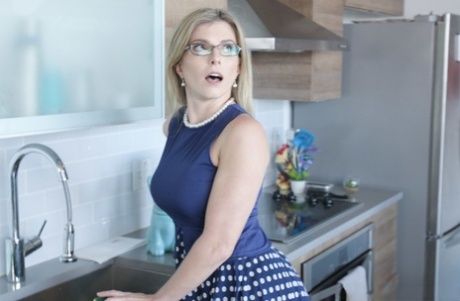 Pervert mom joins stepson & his girlfriend in kinky step family threesome